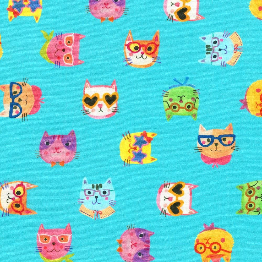 Whisker Wonderland 10" Squares, Robert Kaufman TEN-1414-42, 10" Precut Kitty Cats Cat Lover Floral Layer Cake Fabric Squares, Naharana