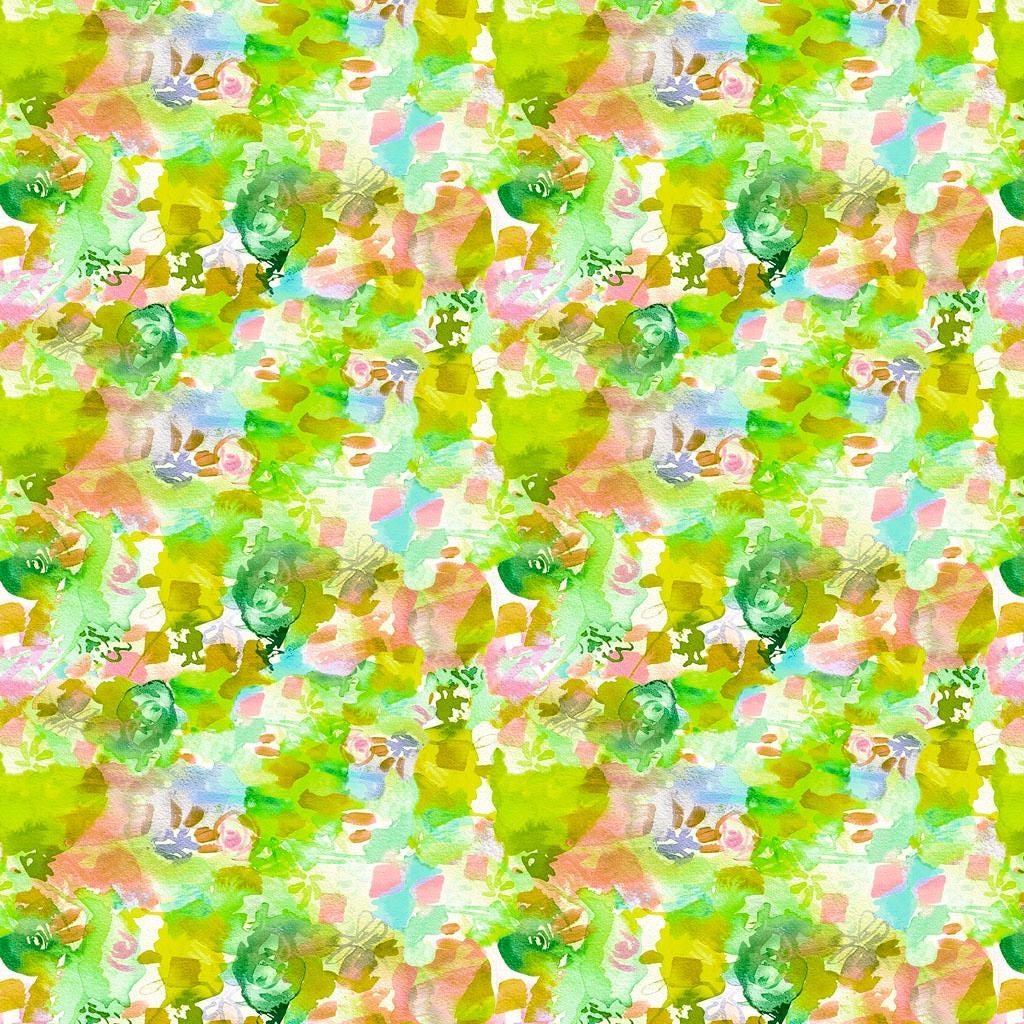 Sunset Meadow 15 Piece Fat Quarter Bundle, Clothworks FQ0521, Bright Watercolor Floral Fabric, 18 x 22 Fabric Cuts