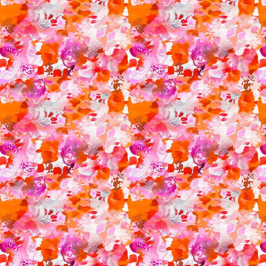 Sunset Meadow 15 Piece Fat Quarter Bundle, Clothworks FQ0521, Bright Watercolor Floral Fabric, 18 x 22 Fabric Cuts