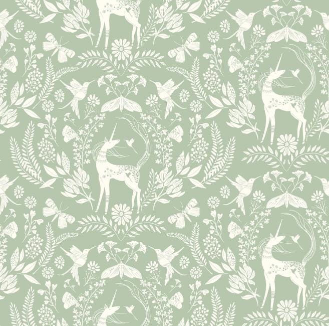 Unicorn Dreams 5" Charm Pack, Poppie Cotton UD25726, 5" Precut Pink Mint Yellow Floral Charm Fabric Squares, Ginger Deverell