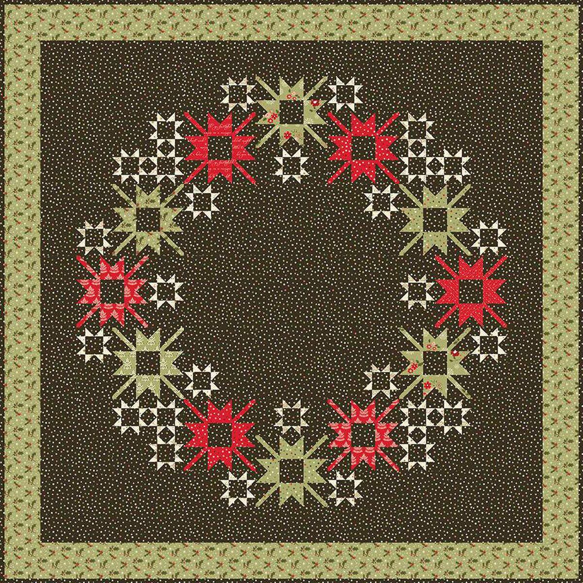Sparkle and Shine Wreath Quilt Pattern, Pieces From My Heart PM827, Yardage Friendly Christmas Xmas Wall Lap Wreath Quilt Pattern