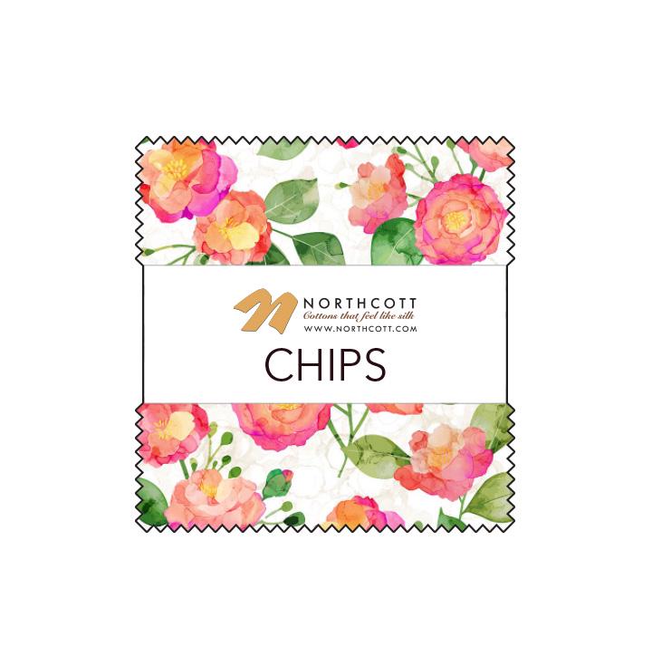 Veranda 5" Tiles, Northcott CVERAN42-10, 5" Precut Pink Peach Green Blue Bird Floral Cotton Quilt Fabric Squares, Edwards Samra