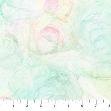 Veranda - Pale Pastel Watercolor Background Fabric, Northcott DP28408-10, Blue Green Pink Abstract Watercolor Quilt Blender Fabric, Edwards