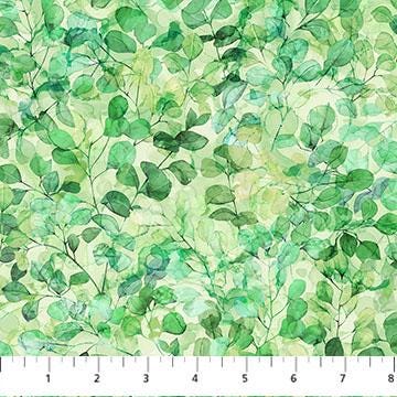 Veranda - Light Green Tonal Leaves Fabric, Northcott DP28401-72, Green Tonal Leaf Blender Fabric, Deborah Edwards Melanie Samra