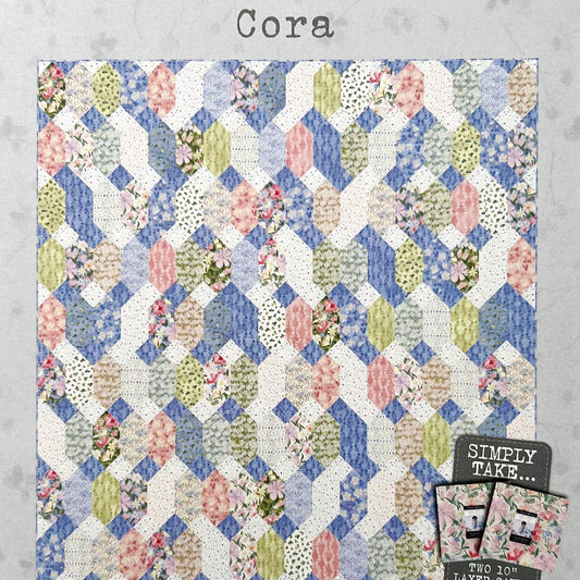 Cora Quilt Pattern, Janet Clare JC266, 10" Precut Squares Layer Cake Friendly Throw Bed Quilt Pattern