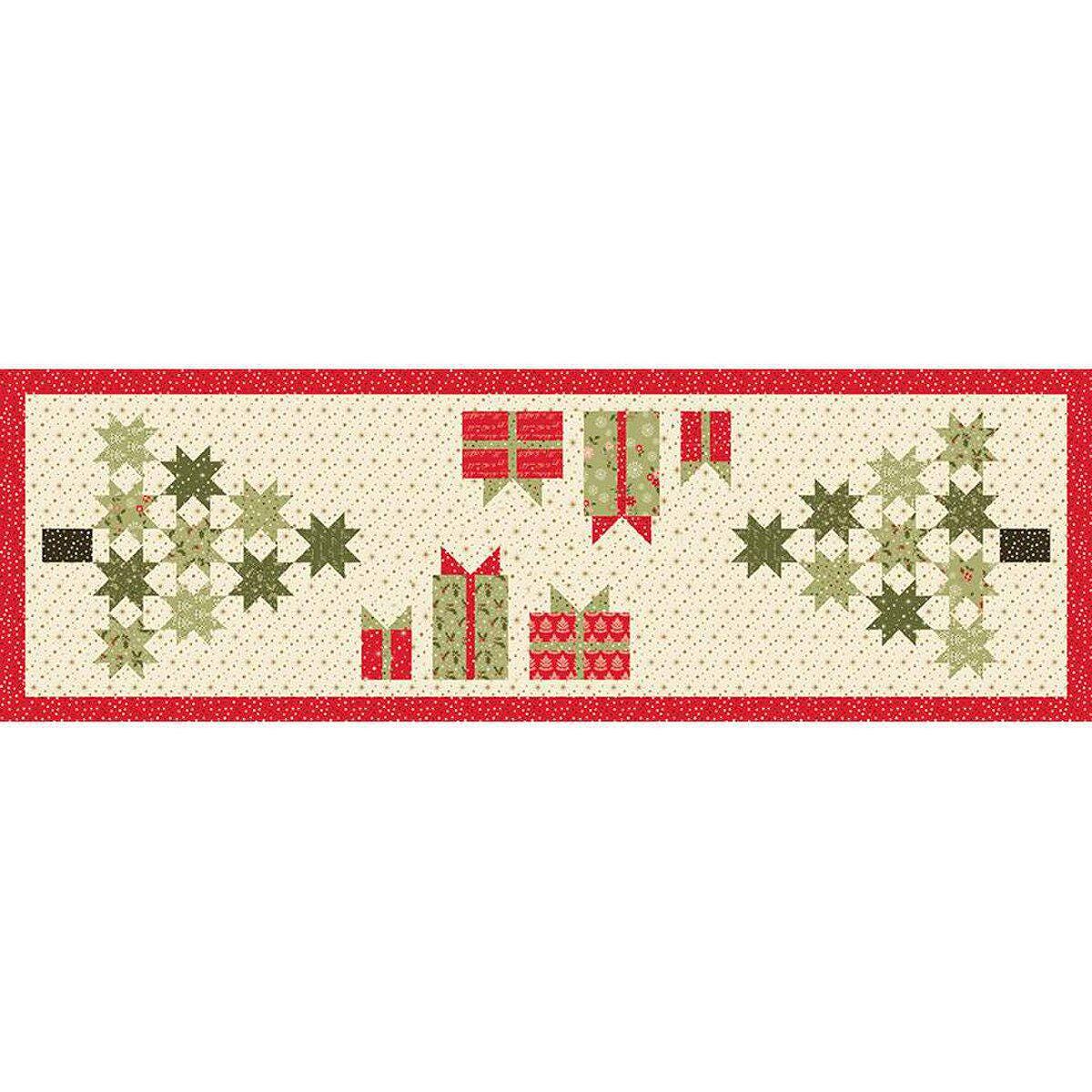 Christmas Ready Table Runner Quilt Pattern, Pieces From My Heart PM826, Yardage Friendly Christmas Xmas Trees Gifts Table Runner, Gervais