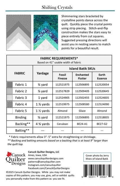 Shifting Crystals Quilt Pattern, Canuck Quilter Designs CQ5674, Yardage Friendly Modern Contemporary Lap Throw Stars Chevrons Quilt Pattern