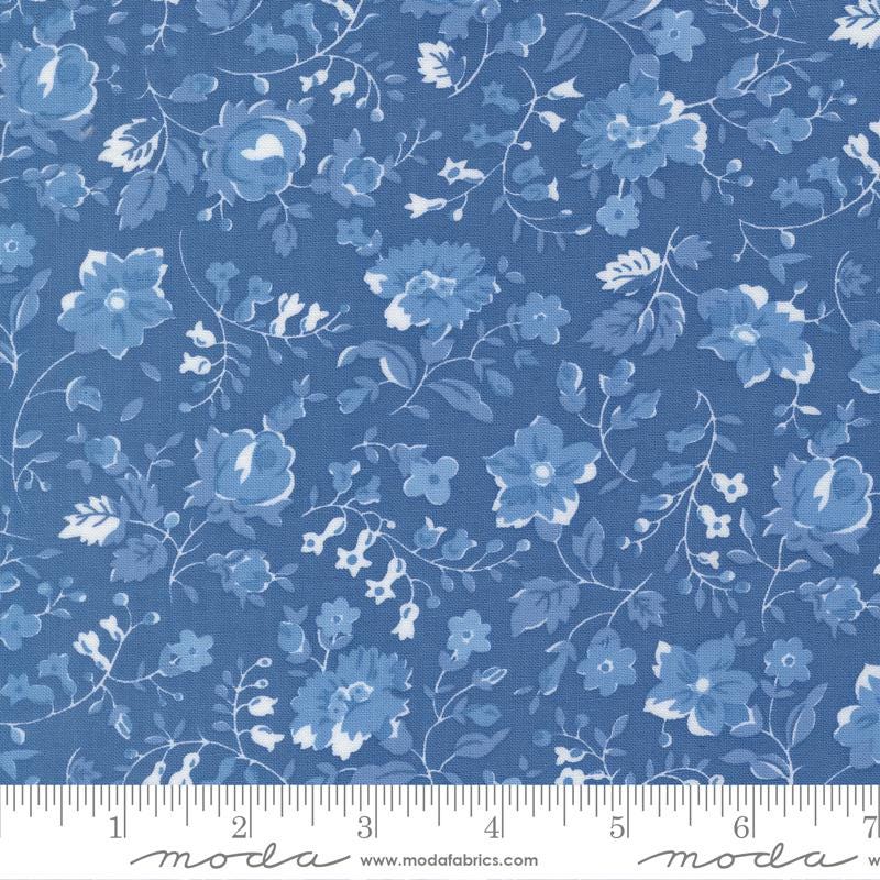 Blueprint 5" Charm Pack, Moda 55330PP, Blue White Green Floral Charm Pack Fabric, 5" Precut Fabric Squares, Camille Roskelley