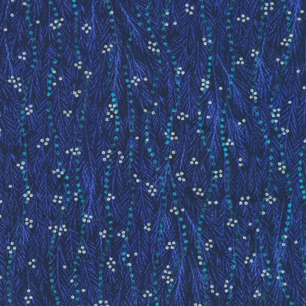 Peaceful 5" Charm Squares, Robert Kaufman CHS-1313-42, 5" Precut Blue Cream Christmas Floral Fabric Squares