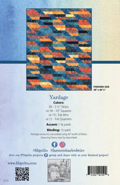 Farmer's Barbed Wire Quilt Pattern, Farmer's Daughters Quilts FDQ-BARBED, Precuts Friendly Easy Lap Throw Quilt Pattern