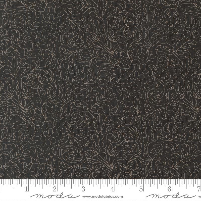 Posh - Taupe Tan Cream Medallion Fabric, Moda 30773 18 Onyx Noir, Brown Black Floral Outline Blender Fabric, BasicGrey By the Yard