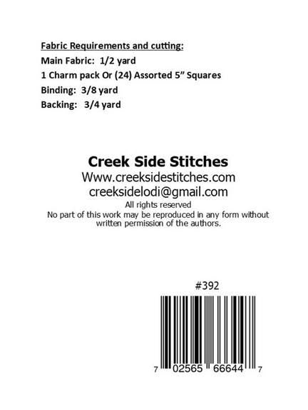 Herringbone Charm Table Runner Pattern, Creek Side Stitches CSS392, Charm Pack Friendly Easy Quilted Table Runner Pattern