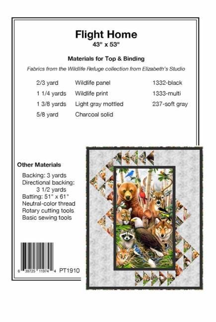 Flight Home Panel Frame Quilt Pattern, Pine Tree Country Quilts PT1910, 24" Vertical Fabric Panel Friendly Frame Quilt Pattern