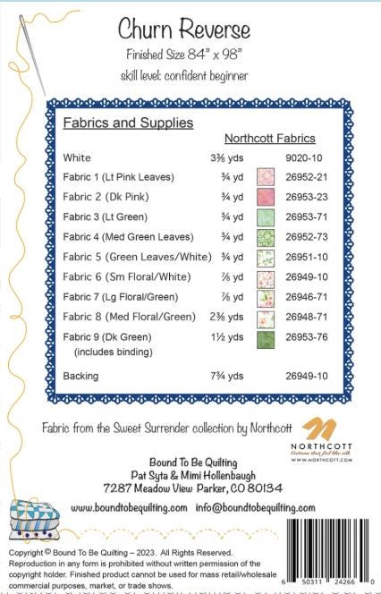 Churn Reverse Quilt Pattern, Bound to Be Quilting BTBQ402 PTN3221, Yardage Friendly Churn Dash Chain Throw Bed Quilt Pattern