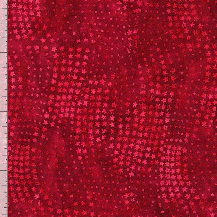 Tonga Patriot's Pride - Red Batik Fabric, Timeless Treasures TONGA-B3427 Brave, Patriotic Red Stars Stripes Batik Fabric, By the Yard