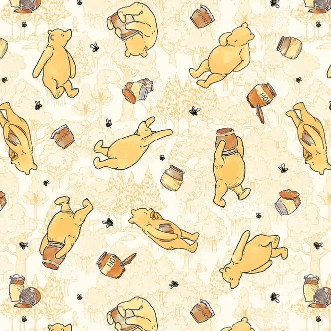 Classic Winnie - Yellow Bears Fabric, Studio E 8716S-44, Classic Winnie the Pooh Fabric, By the Yard