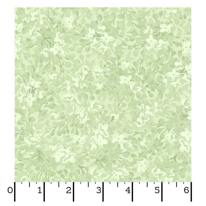 Lilac Lane - Green Tonal Packed Lilacs Floral Fabric, Maywood Studio MAS10953-G, Pastel Green Quilt Background Cotton Fabric, By the Yard