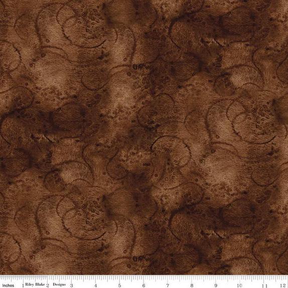 Painter's Watercolor Swirl - Warm Sepia Brown Tonal Blender Fabric, Riley Blake C680-WARMSEPIA, Brown Tonal Texture Fabric, By the Yard