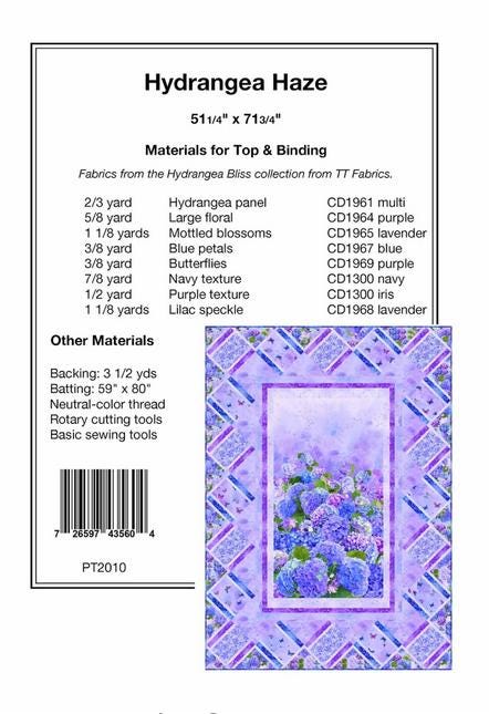 Hydrangea Haze Panel Frame Quilt PATTERN, Pine Tree Country Quilts PTN2010, Yardage Fabric Panel Friendly Panel Frame Quilt Pattern