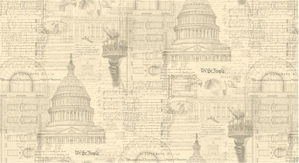 Oops! 108" 3 Sisters Patriotic Collage - USA Icons Beige Wide Quilt Back Fabric, Moda 108042 11 Parchment, Sateen Quilt Backing, By the Yard