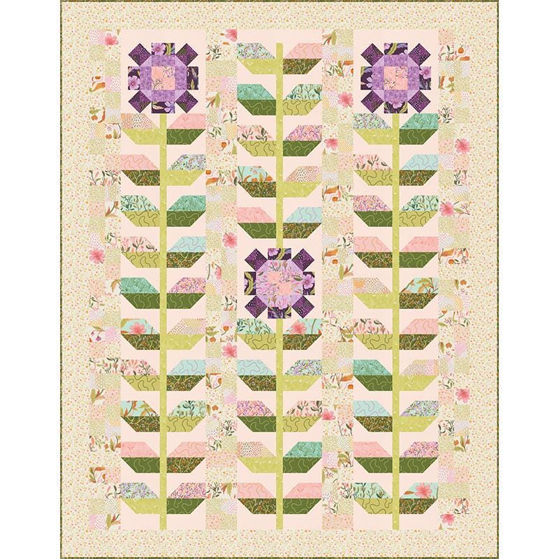 Maisy Daisies Quilt Pattern, Moda FT3055, 2.5" Precut Jelly Roll Strips Friendly Daisy Flower Lap Throw Quilt Pattern