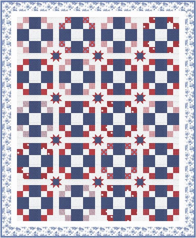 Good Folks Quilt Pattern, Prairie Grass Patterns PGP198, FQ Fat Quarter Friendly Patriotic Stars and Bars Throw Quilt Pattern