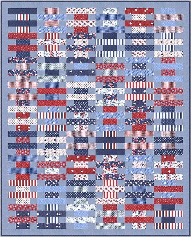 Pioneer Day Quilt Pattern, Prairie Grass Patterns PGP199, Layer Cake 10" Squares Friendly Bars Throw Quilt Pattern