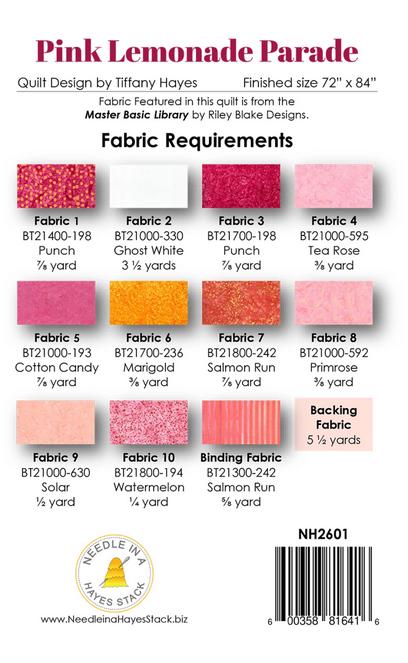 Pink Lemonade Parade Quilt Pattern, Needle Hayes Stack NH2601, Yardage Friendly Stars Throw Quilt Pattern, Tiffany Hayes