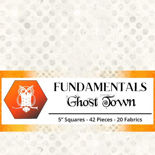 Fundamentals Ghost Town 5" Stamp, White Owl GHOSTTOWN-05, 5" Precut Low Volume Halloween Colors Charm Pack Fabric Squares