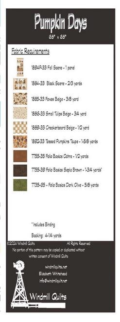 Pumpkin Days Panel Frame Quilt PATTERN, Windmill Quilts WMQ128, Fabric Panel Blocks Friendly Frame Throw Quilt Pattern