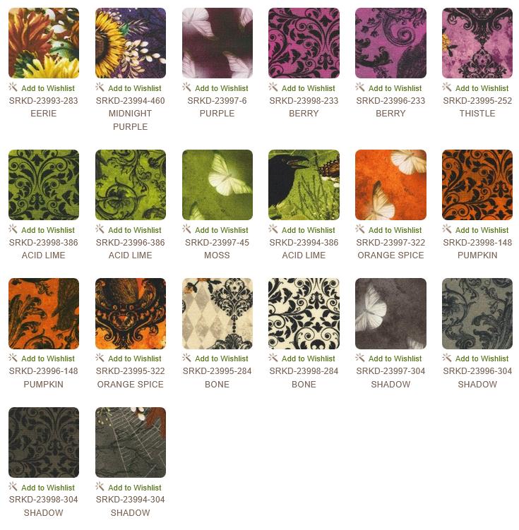 Ravenwood 5" Halloween Charm Squares, Robert Kaufman CHS-1394-42, 5" Precut Halloween Crows Skulls Floral Fabric Squares