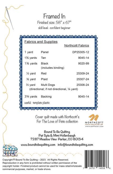 Framed In Panel Frame Quilt Pattern, Bound to Be Quilting BTBQ345 PTN3089, 36" Panel Friendly Horizontal Star Frame Throw Quilt Pattern