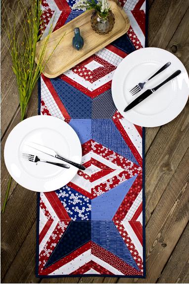 Fireworks Table Runner Quilt Pattern, Studio M Squared SMSF001, FQ Fat Quarter Scrap Friendly Quilt As You Go Table Quilt Pattern