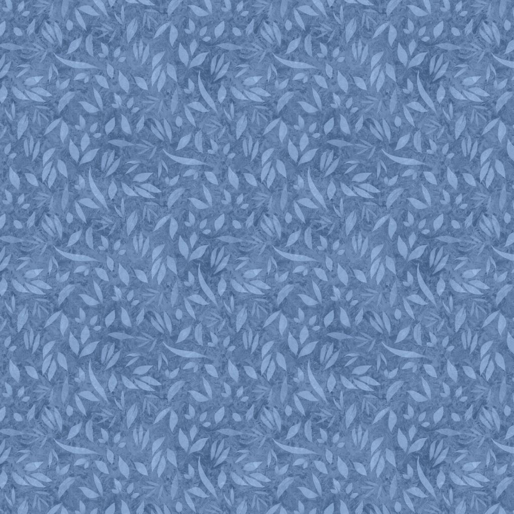 Foliage Fundamentals - Denim Blue Tonal Texture Blender Fabric, White Owl W110-002-540, Light Blue Leaves Tonal Fabric, Lumin, By the Yard