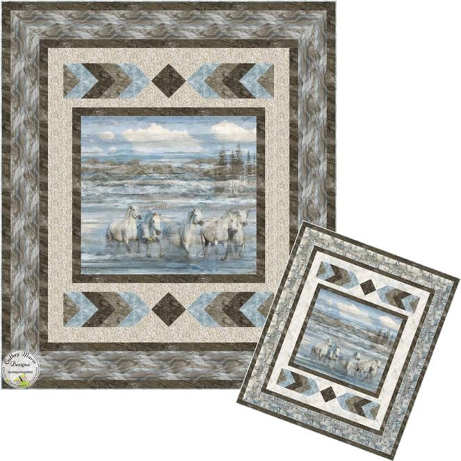 Running Free Panel Frame Quilt PATTERN, Cathey Marie Designs CMD331 PTN3566, 36" Horizontal Fabric Panel Friendly Quilt Pattern