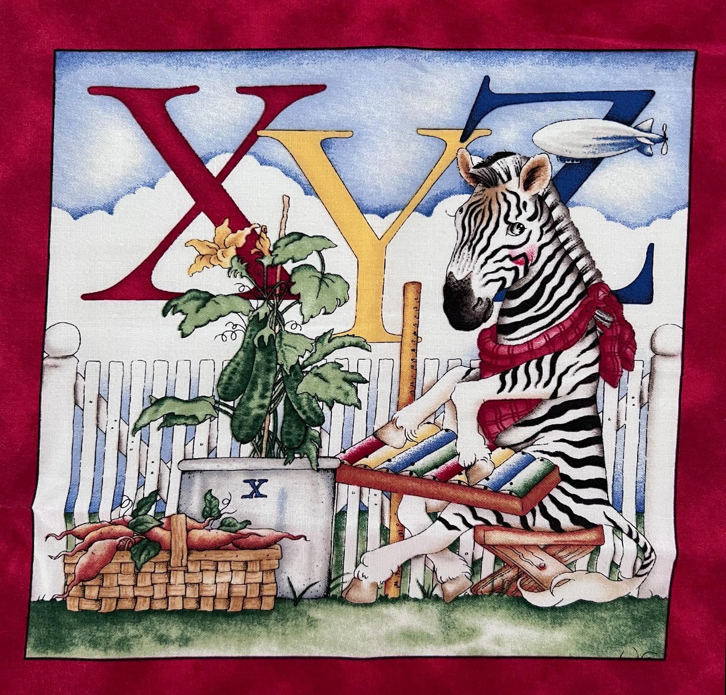 RARE Hungry Animal Alphabet Fabric Panel OOP, Quilting Treasures, Children's Novelty Fabric, J Wecker Frisch