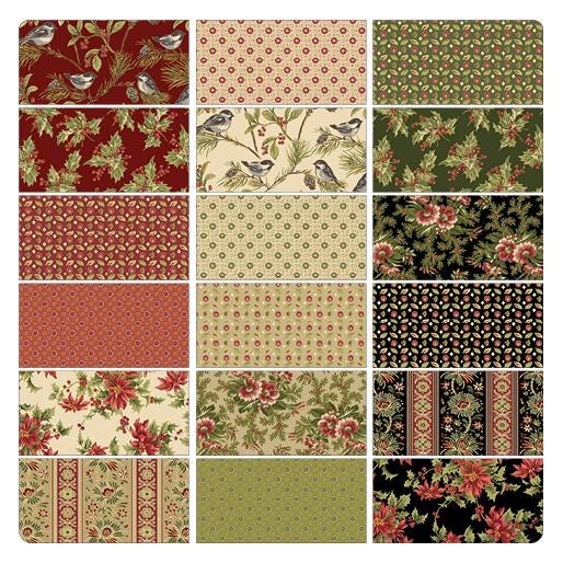 Christmas At Home 10" Squares, Benartex CAH10PK, 10" Precut Christmas Xmas Layer Cake Fabric Squares, April Cornell