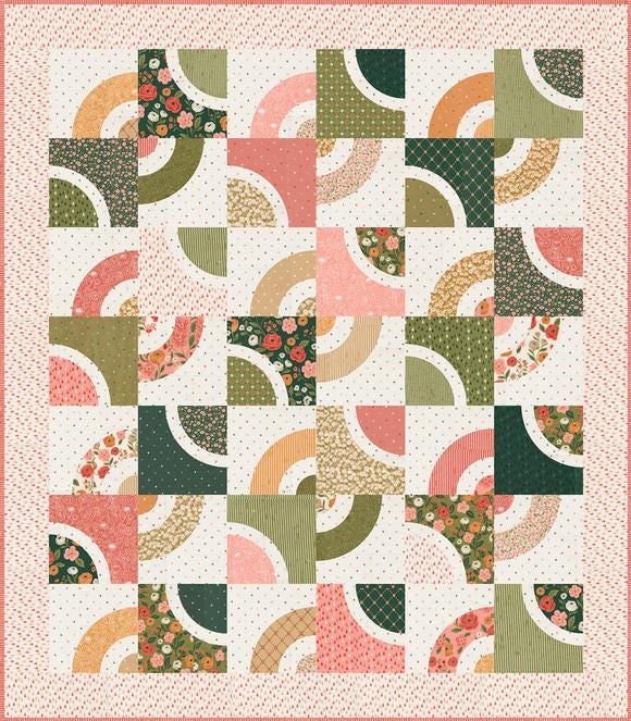 Dishes Quilt Pattern, Lella Boutique LB161, Layer Cake Friendly Curved Piecing Drunkard's Path Throw Quilt Pattern