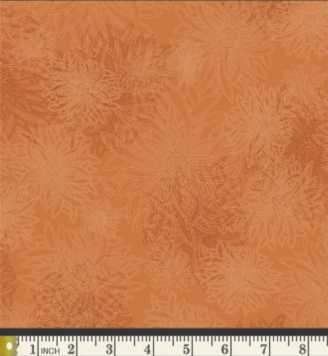 Floral Elements - Floral Amber Tonal Fabric, Art Gallery Fabrics FE552 Yam, Autumn Fall Golden Brown Tonal Texture Cotton Quilt Fabric, AGF