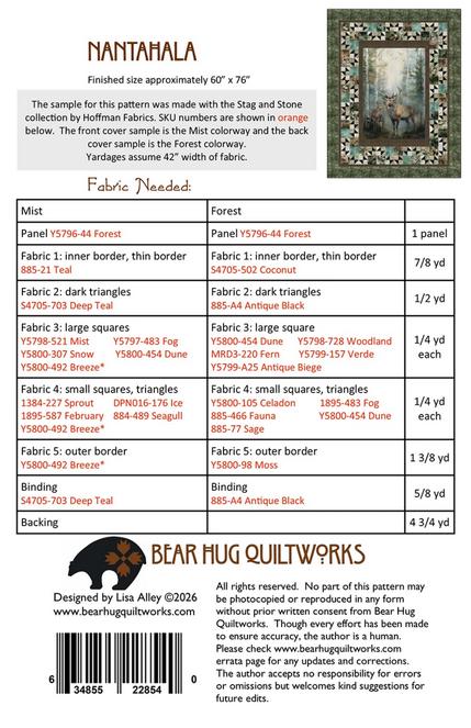 Nantahala Panel Frame Quilt Pattern, Bear Hug Quiltworks BHQ351, Yardage Panel Friendly Lap Throw Quilt Pattern, Lisa Alley