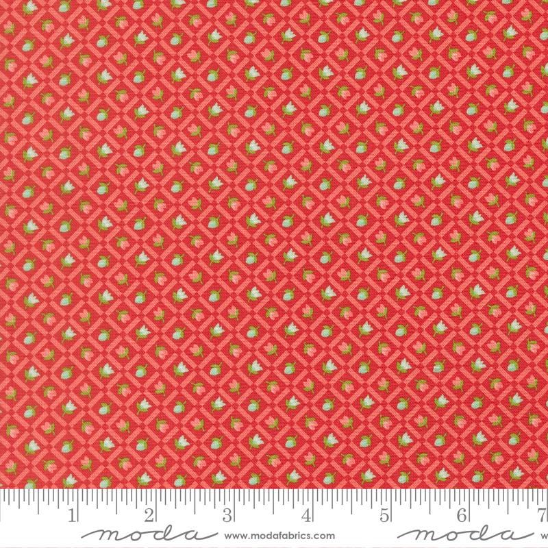 Bloomsberry 5" Charm Pack, Moda 55350PP, 5" Precut Pink Blue Green Red Yellow Strawberry Floral Charm Pack Fabric Squares, Camille Roskelley