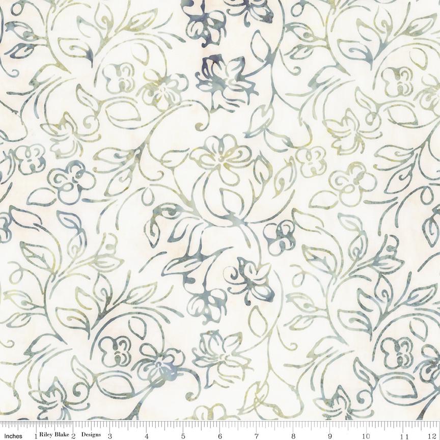 Expressions Batiks Flora Noire 5" Stacker, Riley Blake 5-23684-42, 5" Precut Black White Gray Batik Quilt Fabric Squares