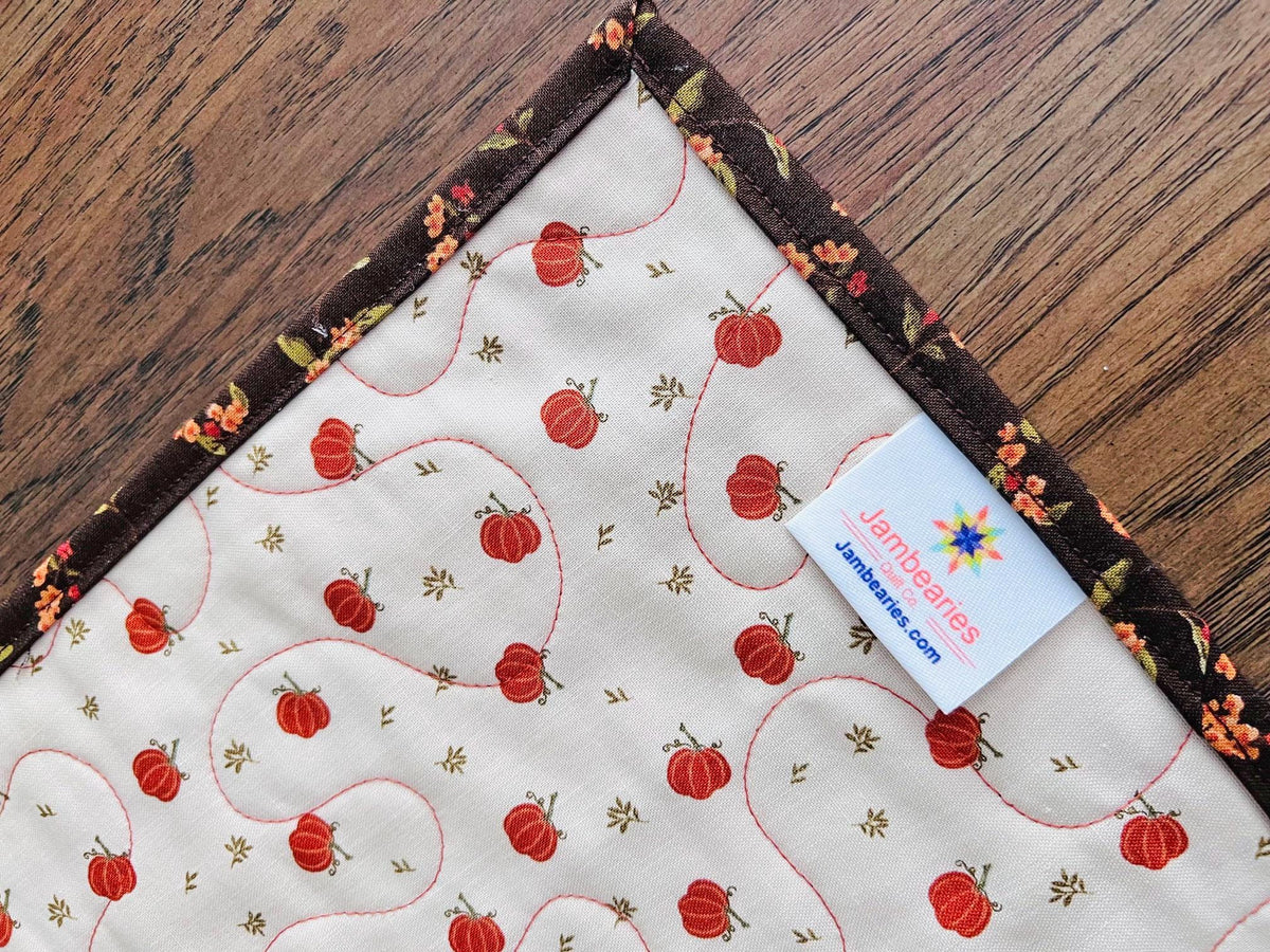 Autumn Floral Striped Quilted Table Runner, 16" x 55.5", Riley Blake Bountiful Table Topper Quilt