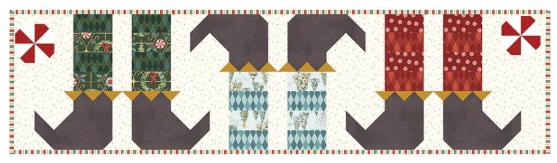 Elf Feet Table Runner Quilt Pattern, Block Party Quilt Co P275-ELFFEET, Christmas Xmas Table Runner Topper Quilt Pattern