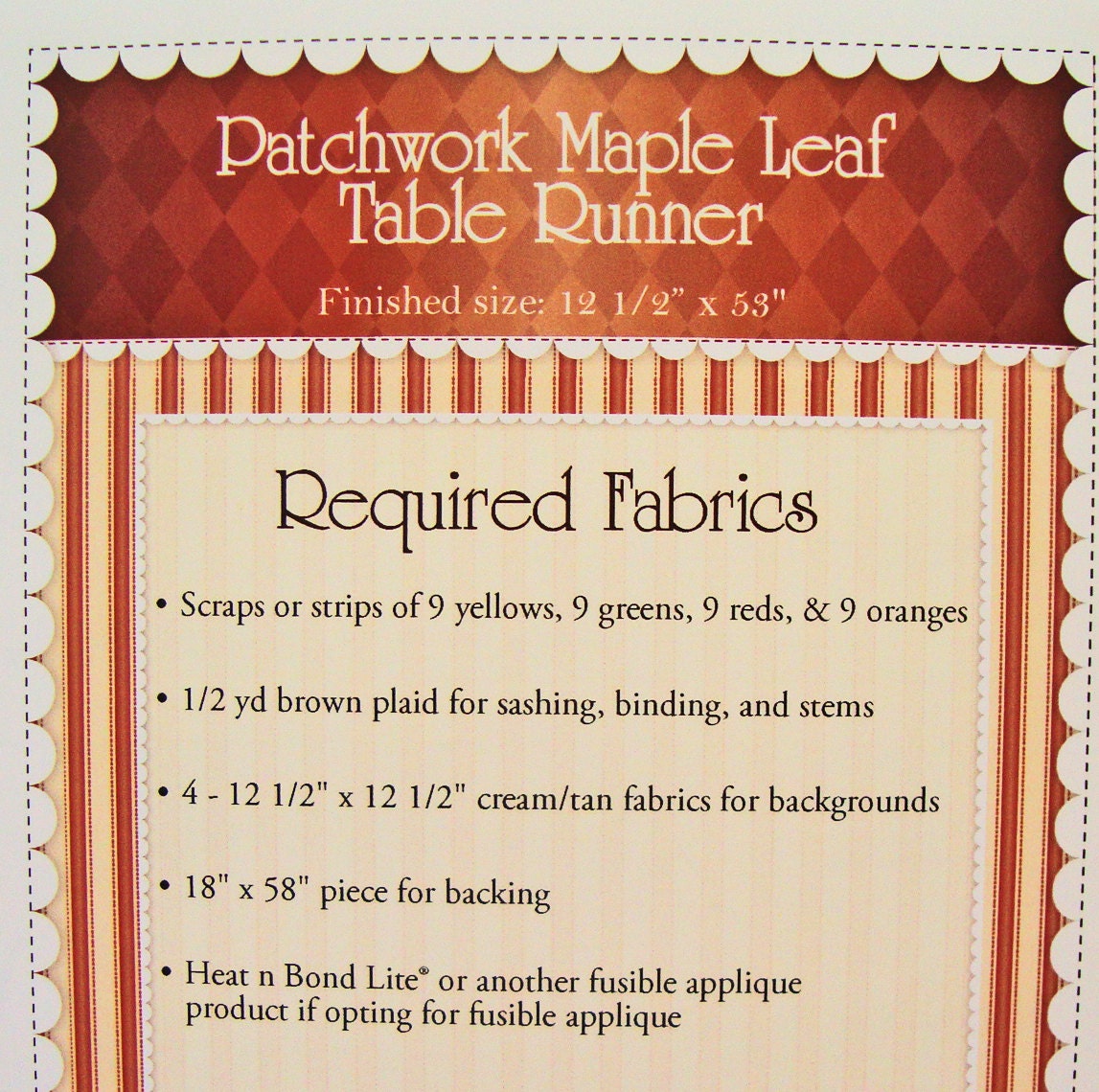 Patchwork Maple Leaf Quilted Table Runner Pattern, Shabby Fabrics SF48632, Autumn Fall Leaves Table Runner Pattern, Scrappy Table Runner