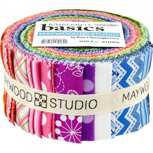 Kimberbell Basics Color 2.5" Strips, Maywood Studios ST-MASKIB-COL, 2.5" Inch Precut Fabric Strips, Rainbow Colors Jelly Roll