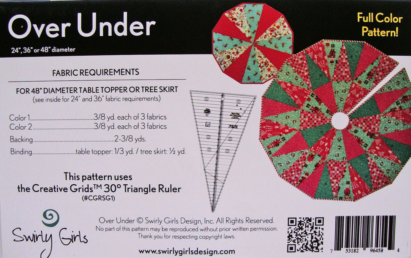 Over Under Tree Skirt Quilt Pattern, Swirly Girls Design SGD029, Christmas Tree Skirt Pattern, Table Topper Quilt Pattern