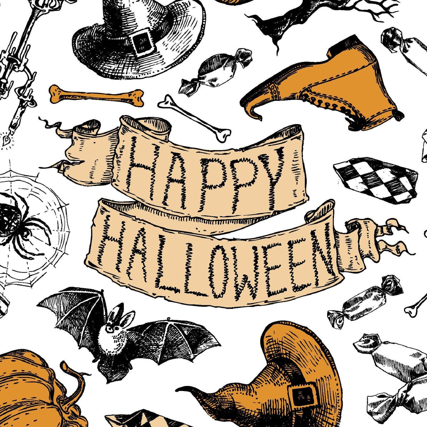 Happy Halloween - Halloween Toss Fabric, Springs Creative SPR62517-G550715, Patrick Lose Cotton Quilt Fabric