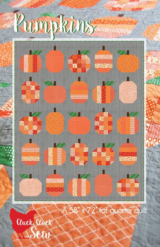 LAST CALL Pumpkins Quilt Pattern, Cluck Cluck Sew CCS167, FQ Fat Quarter Friendly Autumn Fall Pumpkin Lap Throw Quilt Pattern