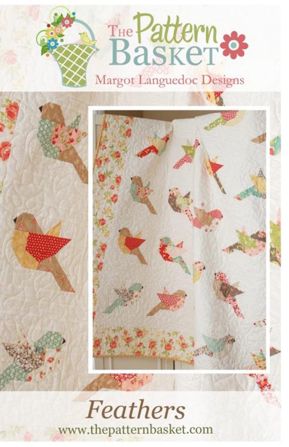 Feathers Quilt Pattern, The Pattern Basket TPB 1705, Layer Cake Friendly Birds Throw Quilt Pattern